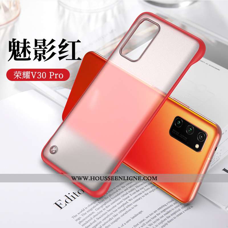 Étui Honor View30 Pro Délavé En Daim Ornements Suspendus Net Rouge Ultra Coque Téléphone Portable Mo