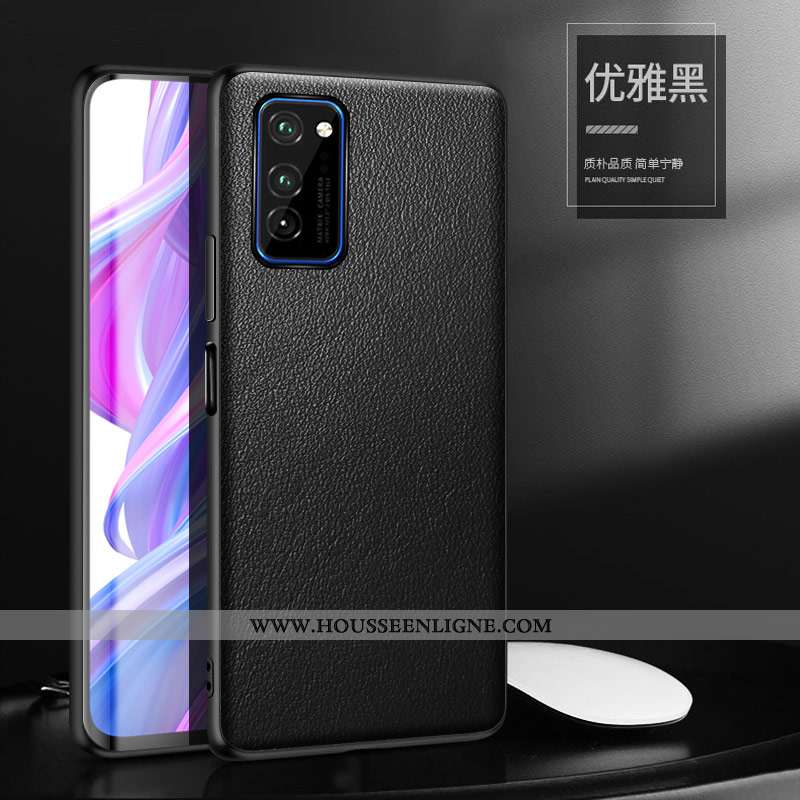 Étui Honor View30 Pro Personnalité Créatif Cuir Véritable Cuir Incassable Noir Protection
