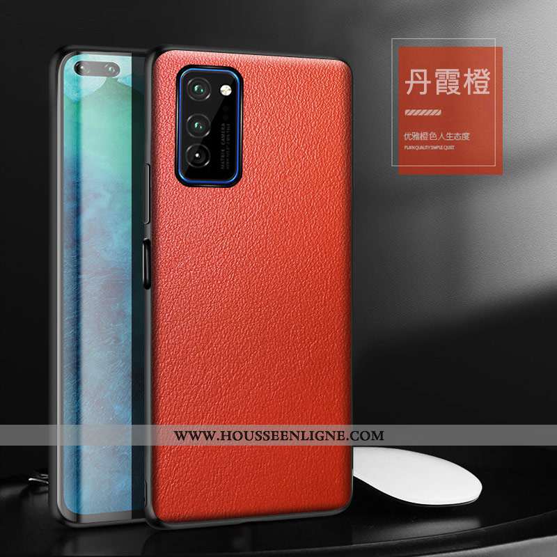 Étui Honor View30 Pro Personnalité Créatif Cuir Véritable Cuir Incassable Noir Protection