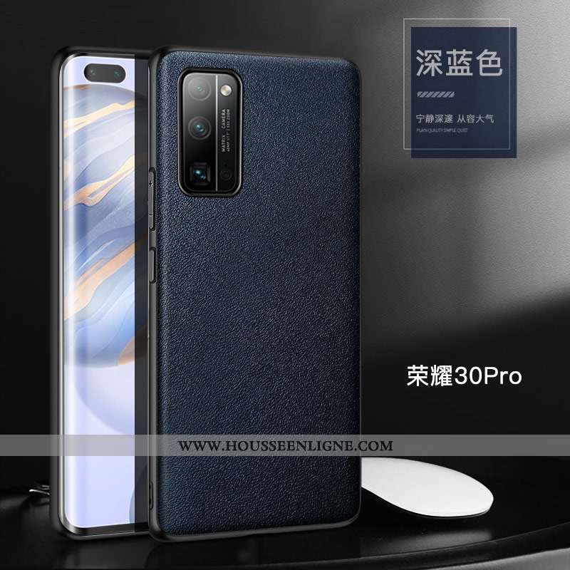 Étui Honor View30 Pro Personnalité Créatif Cuir Véritable Cuir Incassable Noir Protection