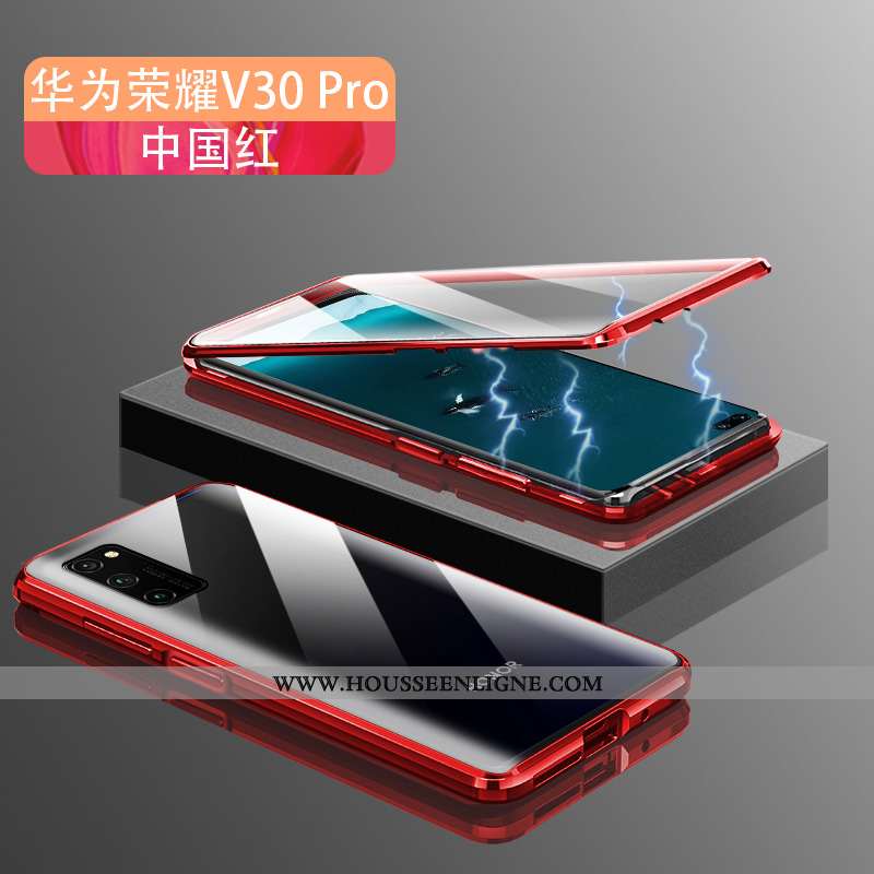 Étui Honor View30 Pro Personnalité Créatif Nouveau Transparent Tout Compris Rouge Verre