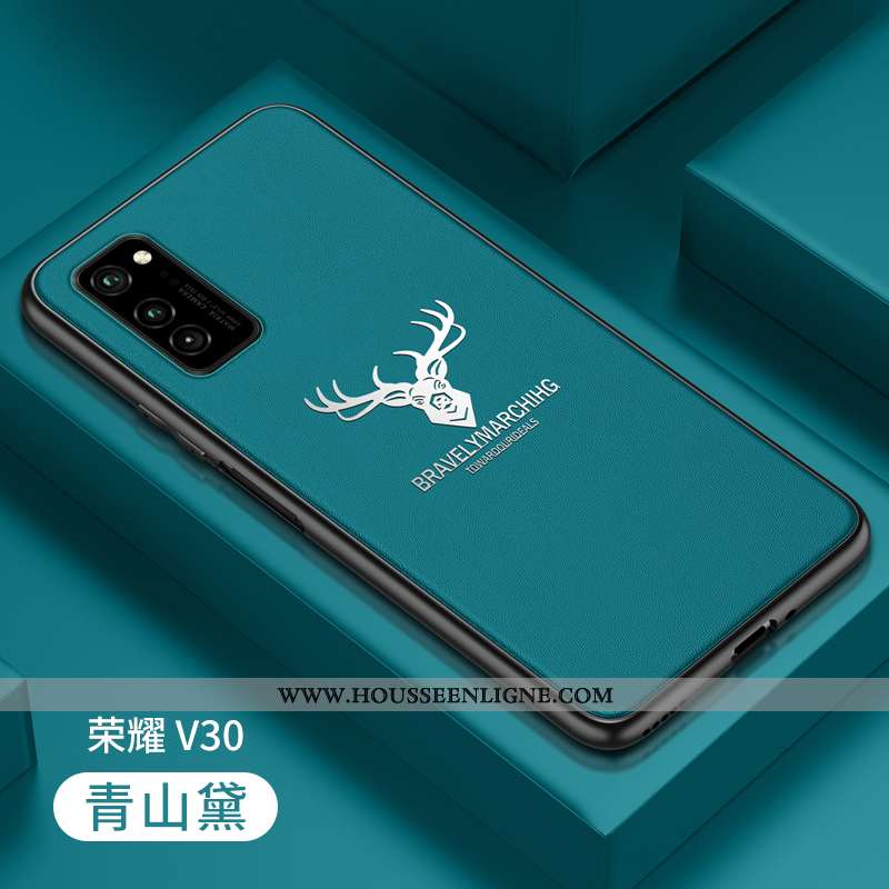 Étui Honor View30 Pro Personnalité Cuir Silicone Protection Bleu Incassable
