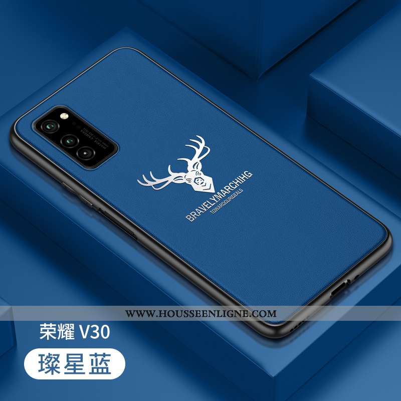 Étui Honor View30 Pro Personnalité Cuir Silicone Protection Bleu Incassable