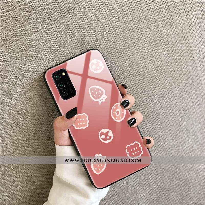 Étui Honor View30 Pro Protection Verre Rouge Fraise Téléphone Portable Net Rouge