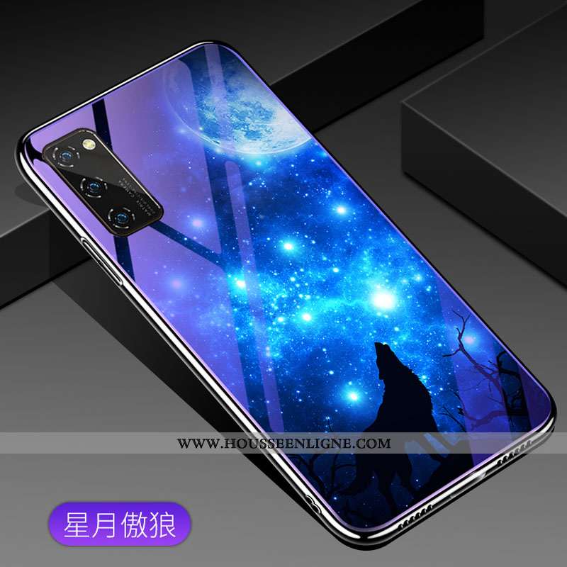 Étui Honor View30 Protection Verre Style Chinois Tendance Personnalité Silicone Bleu