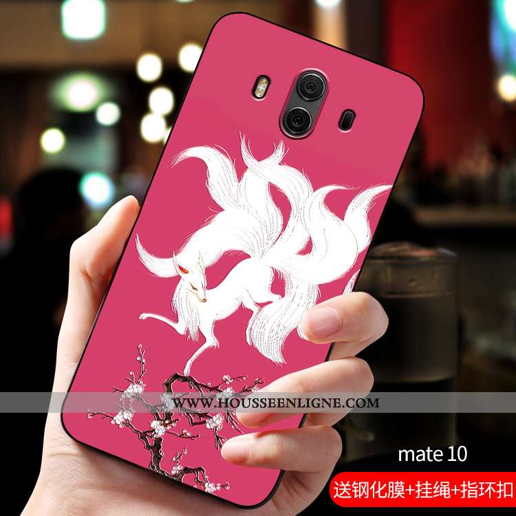 Étui Huawei Mate 10 Fluide Doux Silicone Personnalisé Tendance Rouge Téléphone Portable Rose
