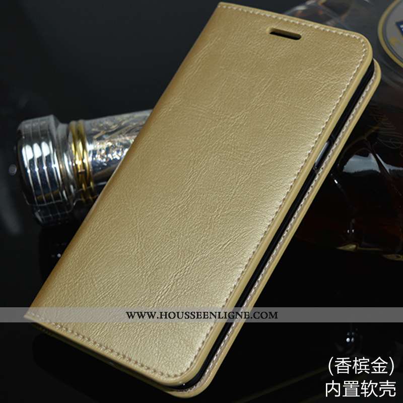 Étui Huawei Mate 10 Lite Cuir Véritable Téléphone Portable Or Coque Housse Incassable Doré