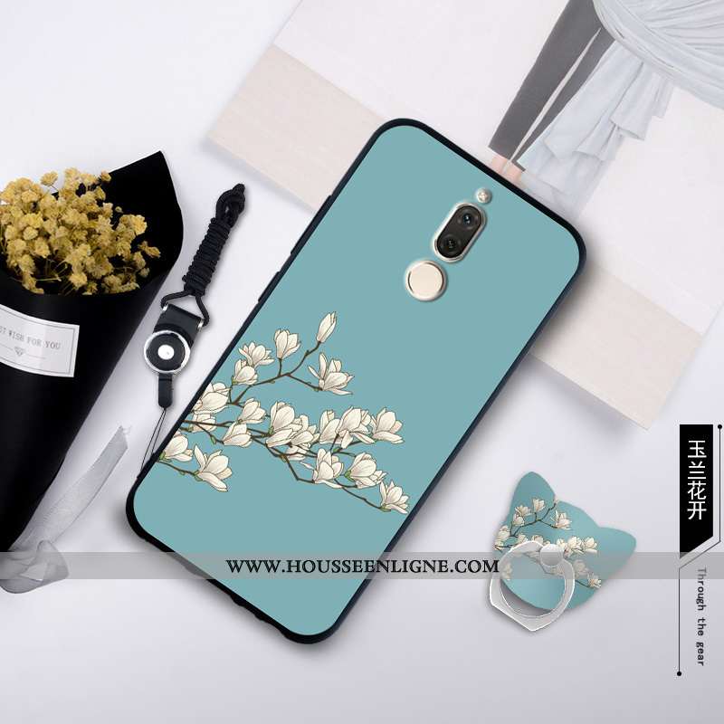 Étui Huawei Mate 10 Lite Fluide Doux Silicone Ornements Suspendus Coque Téléphone Portable Bleu