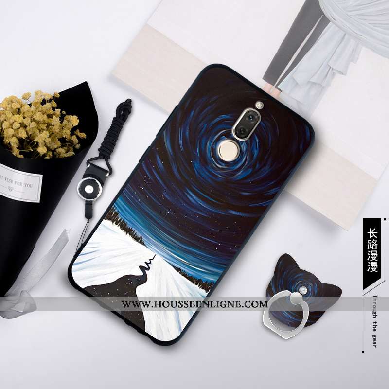 Étui Huawei Mate 10 Lite Fluide Doux Silicone Ornements Suspendus Coque Téléphone Portable Bleu