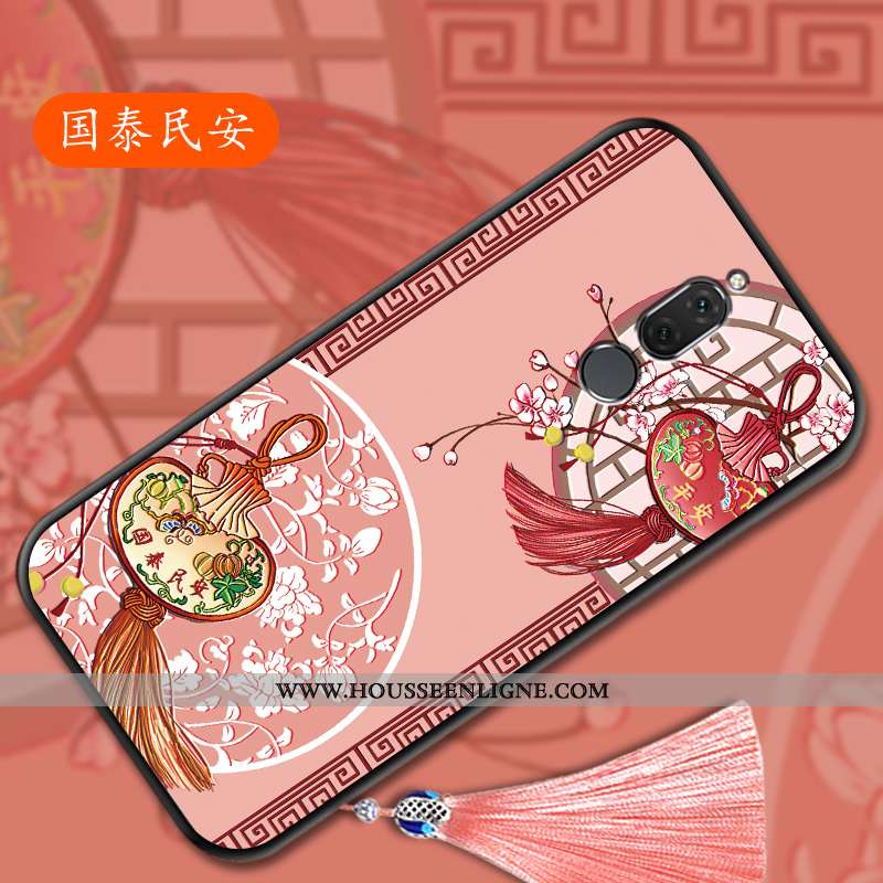 Étui Huawei Mate 10 Lite Gaufrage Vintage Légère Fluide Doux Style Chinois Protection Bleu