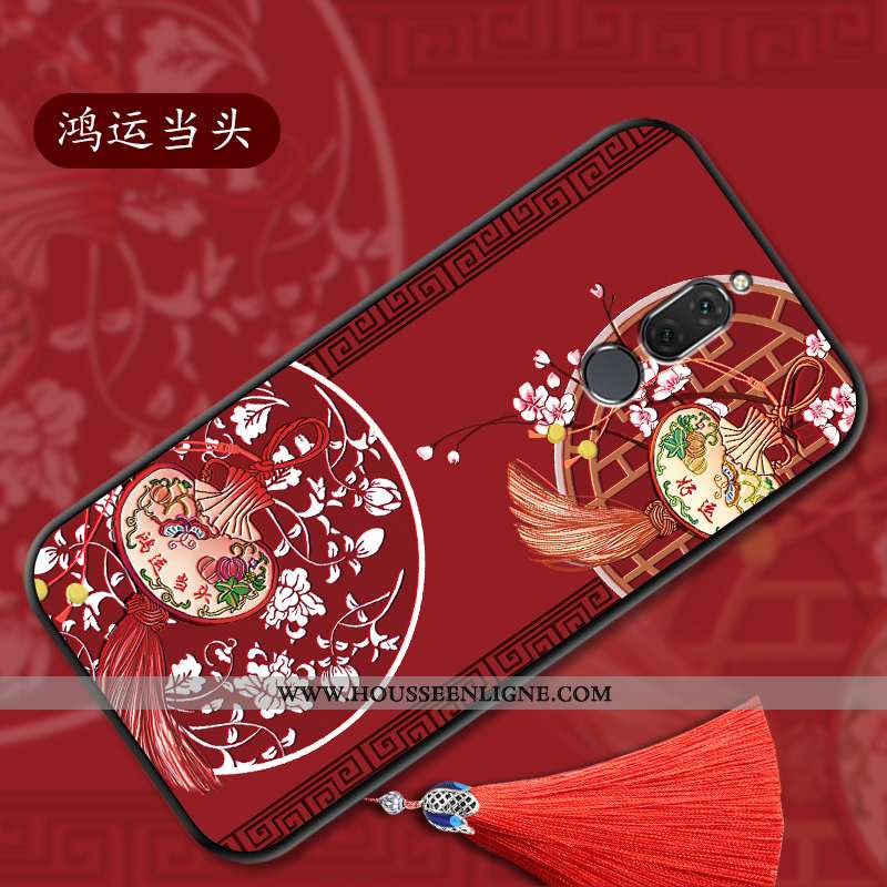 Étui Huawei Mate 10 Lite Gaufrage Vintage Légère Fluide Doux Style Chinois Protection Bleu