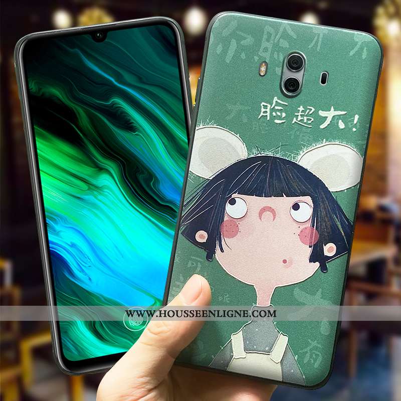 Étui Huawei Mate 10 Légère Fluide Doux Coque Vert Délavé En Daim Cœur Antidérapant Verte