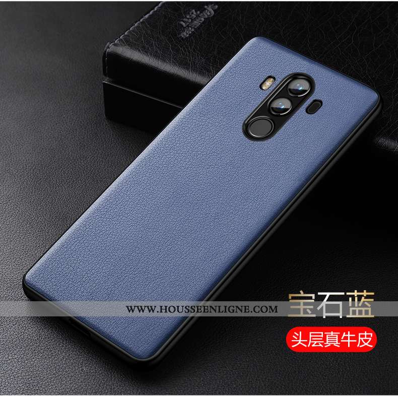 Étui Huawei Mate 10 Pro Légère Silicone Cuir Véritable Luxe Ultra Protection Bleu