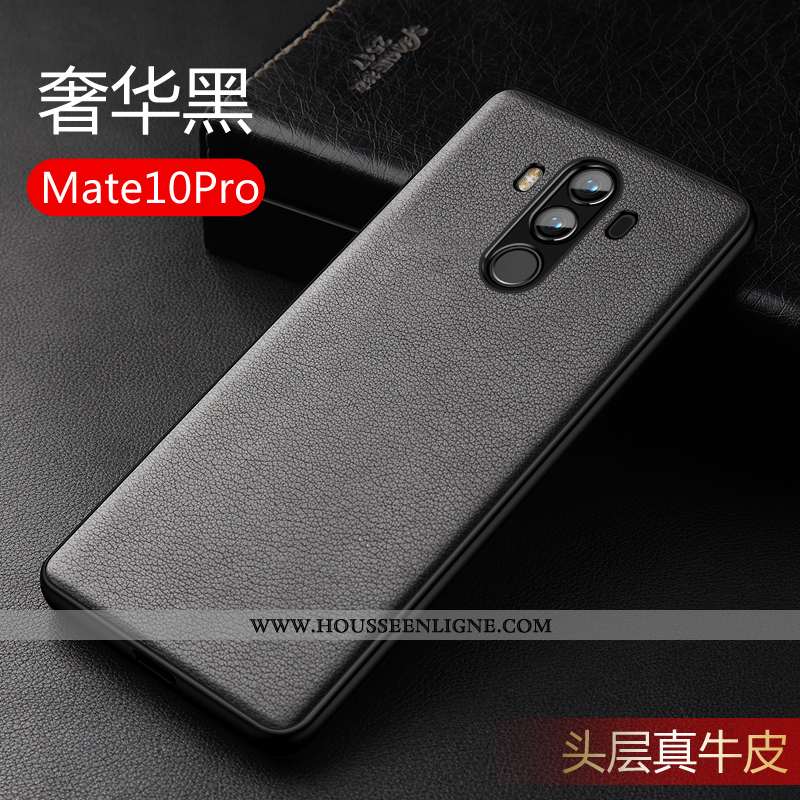 Étui Huawei Mate 10 Pro Légère Silicone Cuir Véritable Luxe Ultra Protection Bleu
