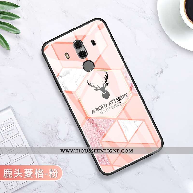 Étui Huawei Mate 10 Pro Verre Personnalité Protection Rose Incassable Silicone Net Rouge