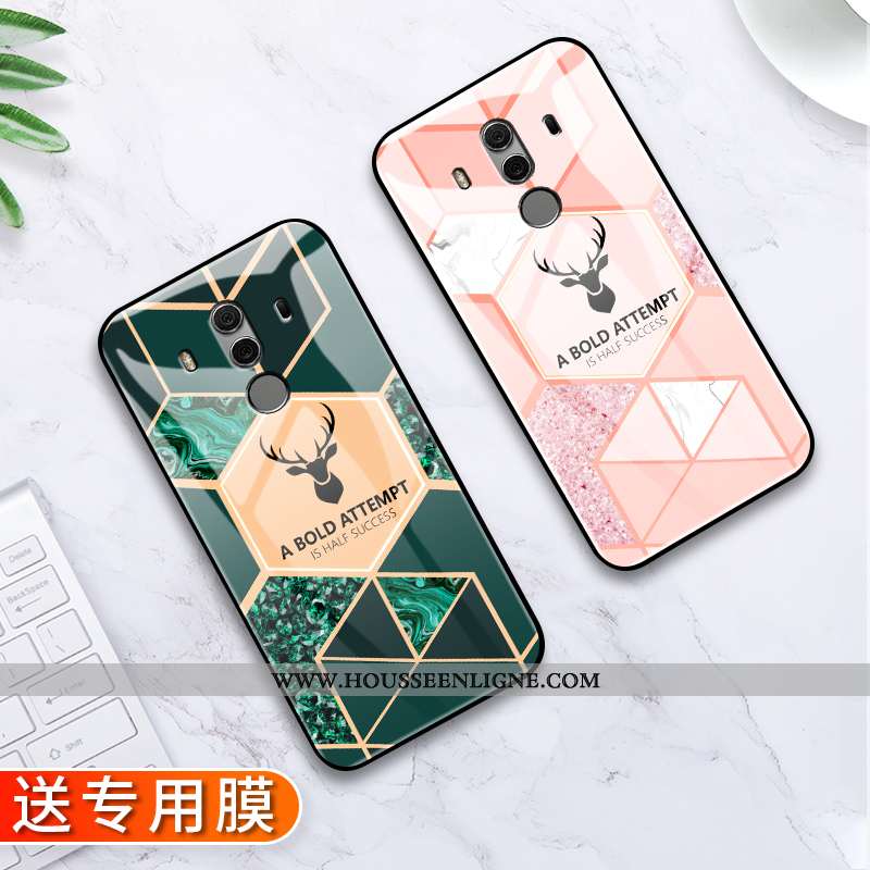 Étui Huawei Mate 10 Pro Verre Personnalité Protection Rose Incassable Silicone Net Rouge