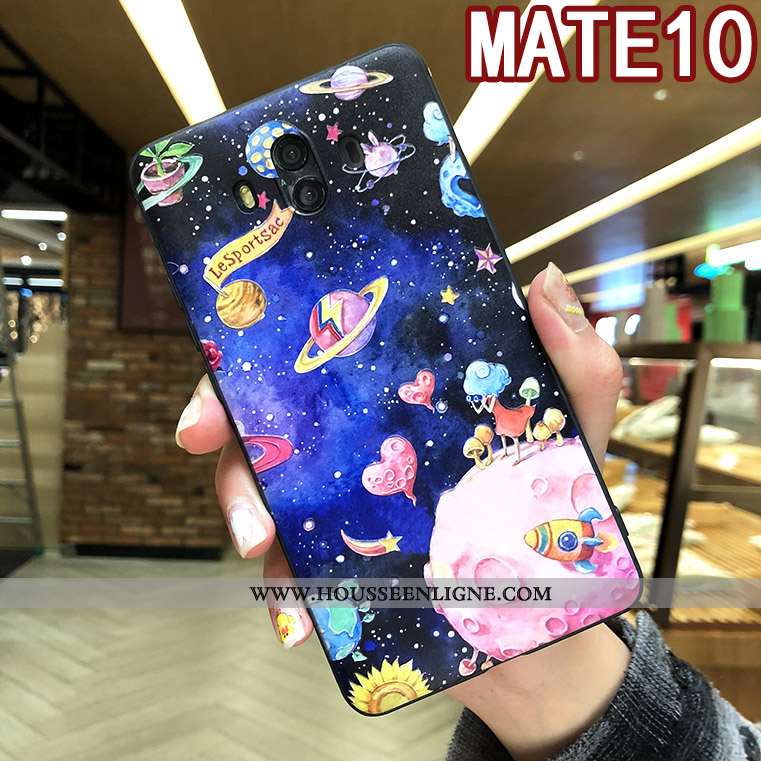 Étui Huawei Mate 10 Silicone Protection Gaufrage Incassable Tout Compris Coque Net Rouge Violet