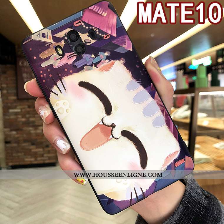 Étui Huawei Mate 10 Silicone Protection Gaufrage Incassable Tout Compris Coque Net Rouge Violet