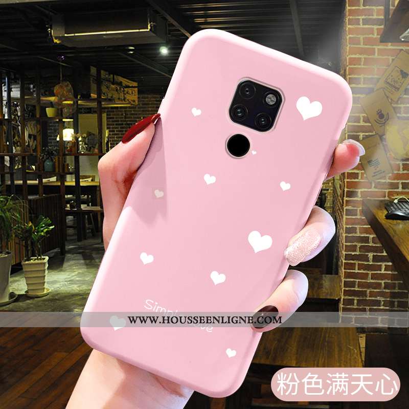 Étui Huawei Mate 20 Fluide Doux Délavé En Daim Personnalité Rose Dessin Animé Nouveau Amoureux