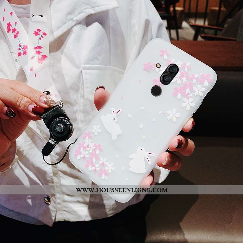 Étui Huawei Mate 20 Lite Tendance Fluide Doux Blanc Tout Compris Ornements Suspendus Coque Nouveau B