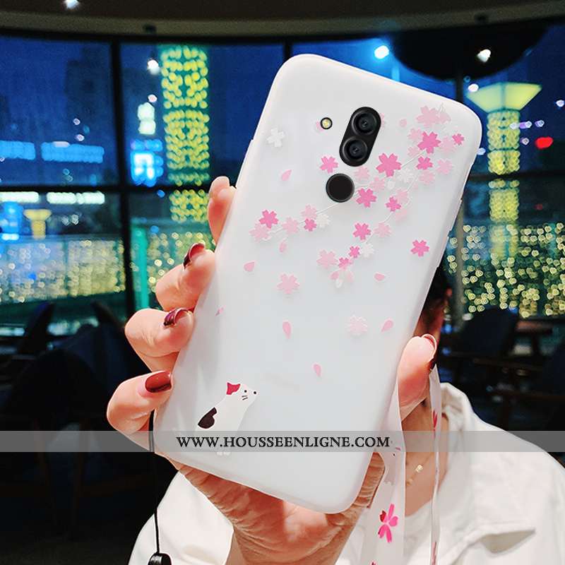 Étui Huawei Mate 20 Lite Tendance Fluide Doux Blanc Tout Compris Ornements Suspendus Coque Nouveau B