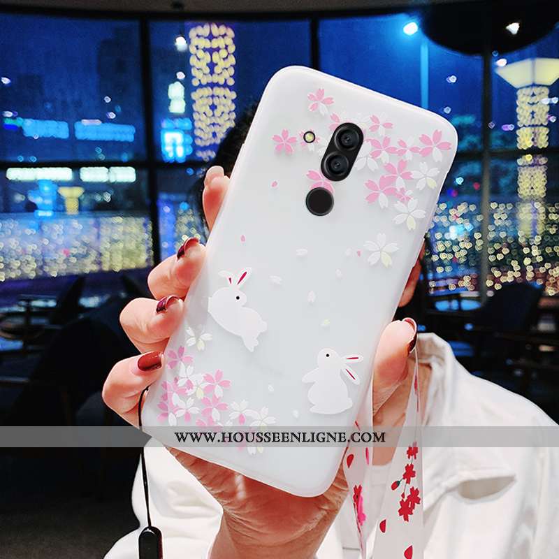 Étui Huawei Mate 20 Lite Tendance Fluide Doux Blanc Tout Compris Ornements Suspendus Coque Nouveau B