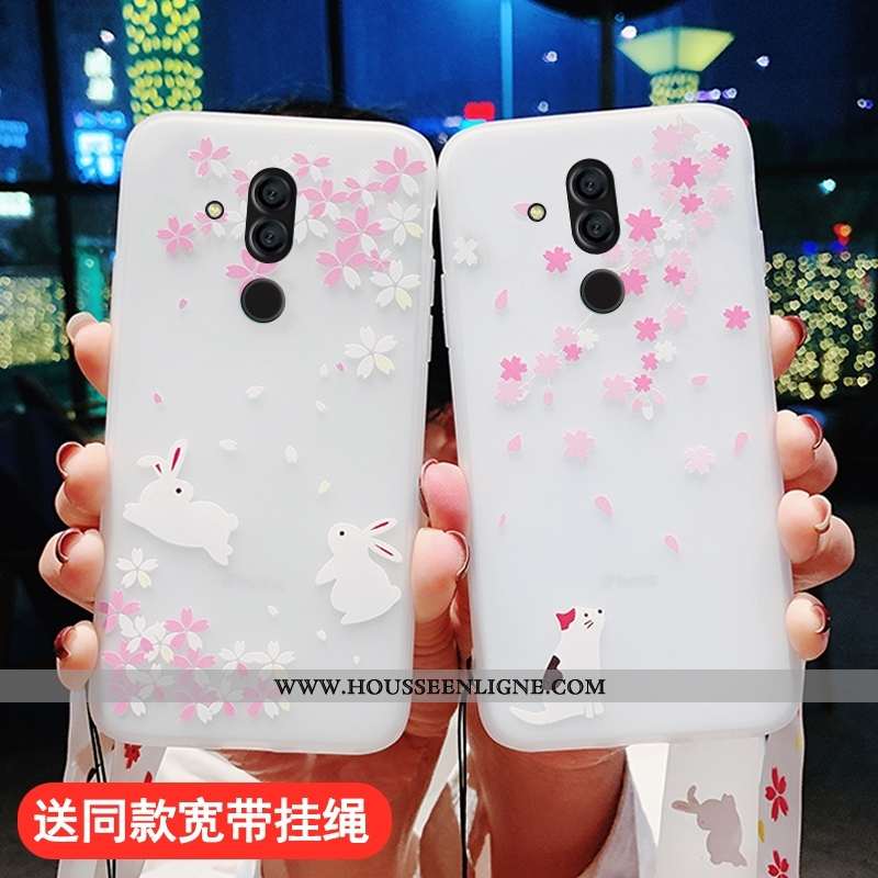 Étui Huawei Mate 20 Lite Tendance Fluide Doux Blanc Tout Compris Ornements Suspendus Coque Nouveau B