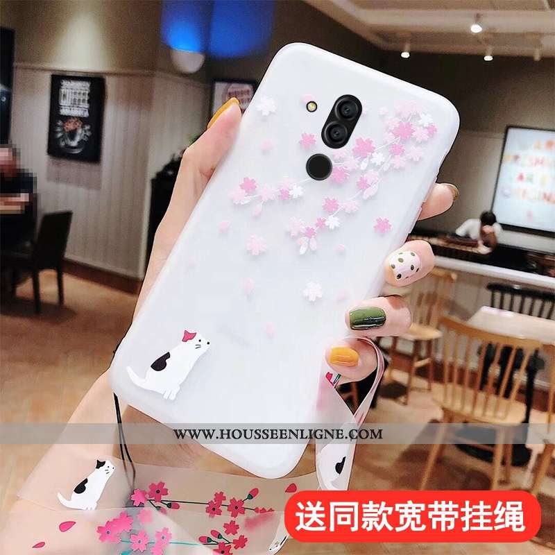 Étui Huawei Mate 20 Lite Tendance Fluide Doux Blanc Tout Compris Ornements Suspendus Coque Nouveau B