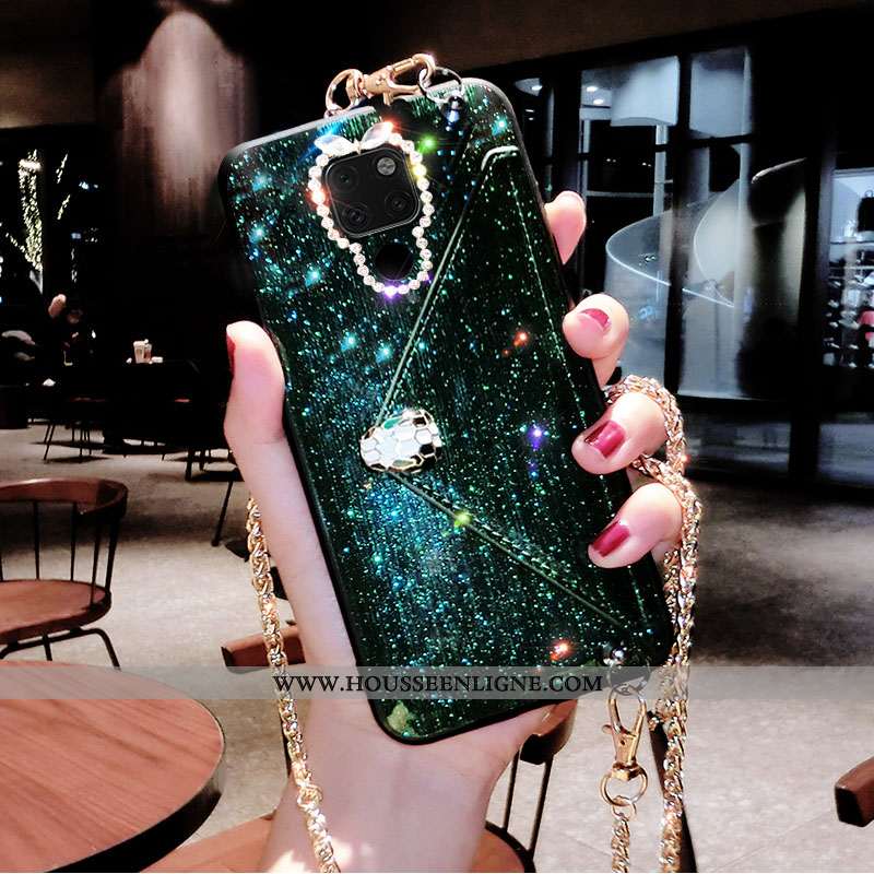 Étui Huawei Mate 20 Portefeuille Tendance Net Rouge Créatif Vent Ornements Suspendus Strass Verte