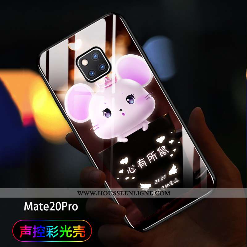 Étui Huawei Mate 20 Pro Tendance Verre Amoureux Téléphone Portable Net Rouge Coque Noir