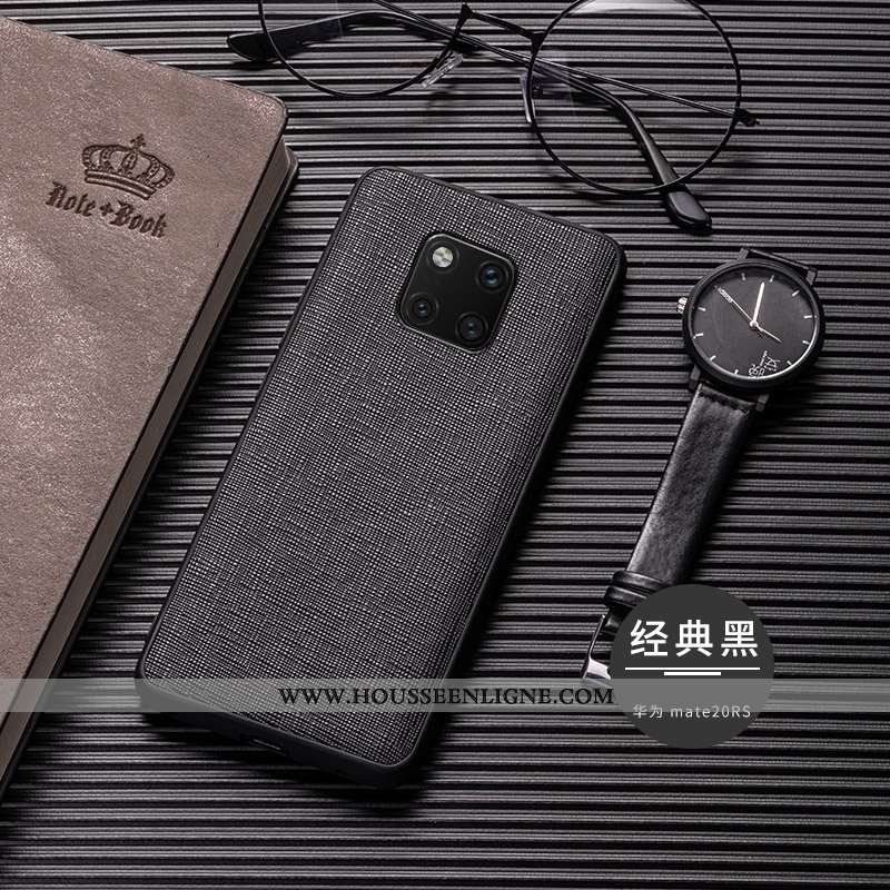 Étui Huawei Mate 20 Rs Cuir Véritable Ultra Qualité Coque Tendance Noir Cuir