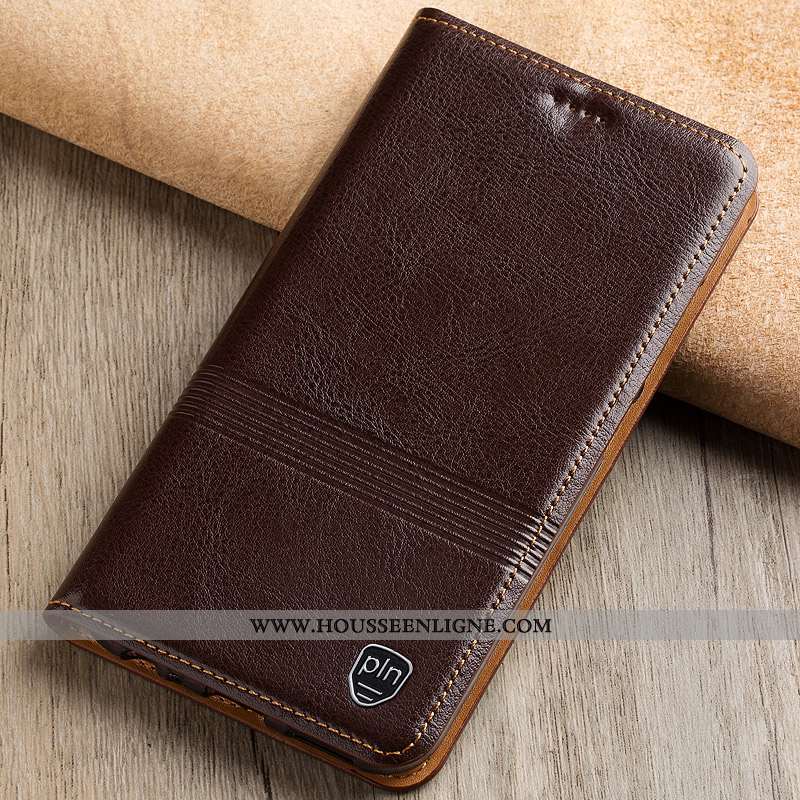 Étui Huawei Mate 20 Rs Modèle Fleurie Protection Incassable Cuir Véritable Coque Cuir Marron