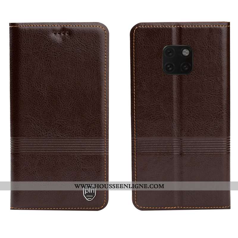Étui Huawei Mate 20 Rs Modèle Fleurie Protection Incassable Cuir Véritable Coque Cuir Marron