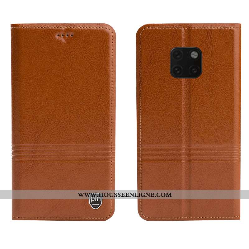 Étui Huawei Mate 20 Rs Modèle Fleurie Protection Incassable Cuir Véritable Coque Cuir Marron