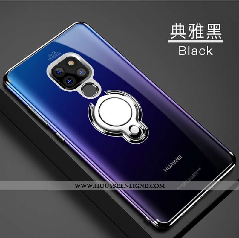 Étui Huawei Mate 20 Silicone Protection Support Noir Anneau Fluide Doux