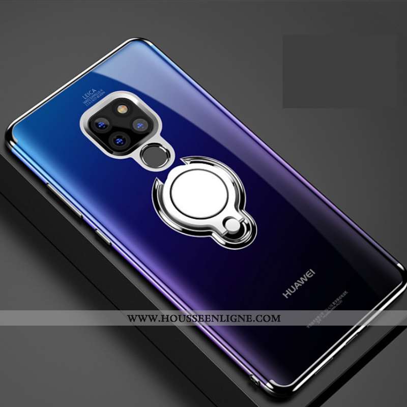 Étui Huawei Mate 20 Silicone Protection Support Noir Anneau Fluide Doux