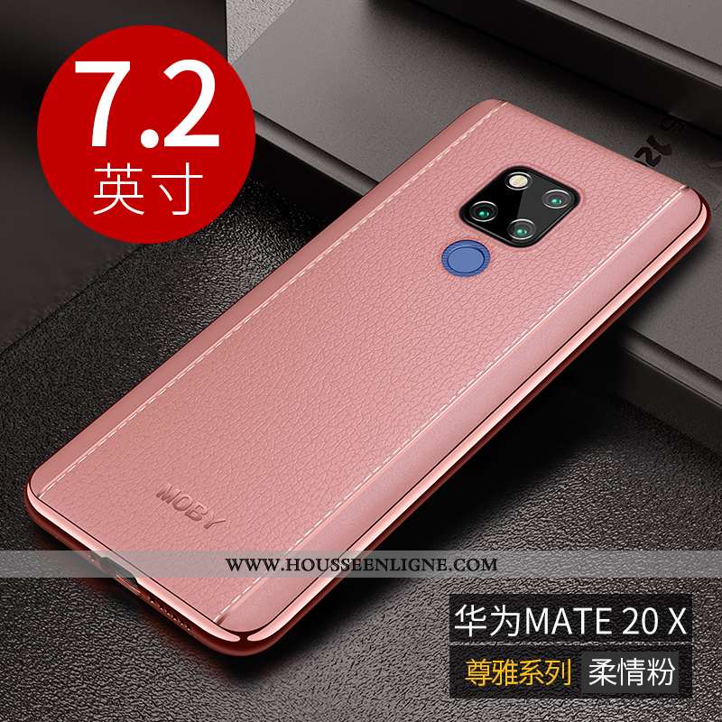 Étui Huawei Mate 20 X Fluide Doux Protection Luxe Téléphone Portable Nouveau Rose