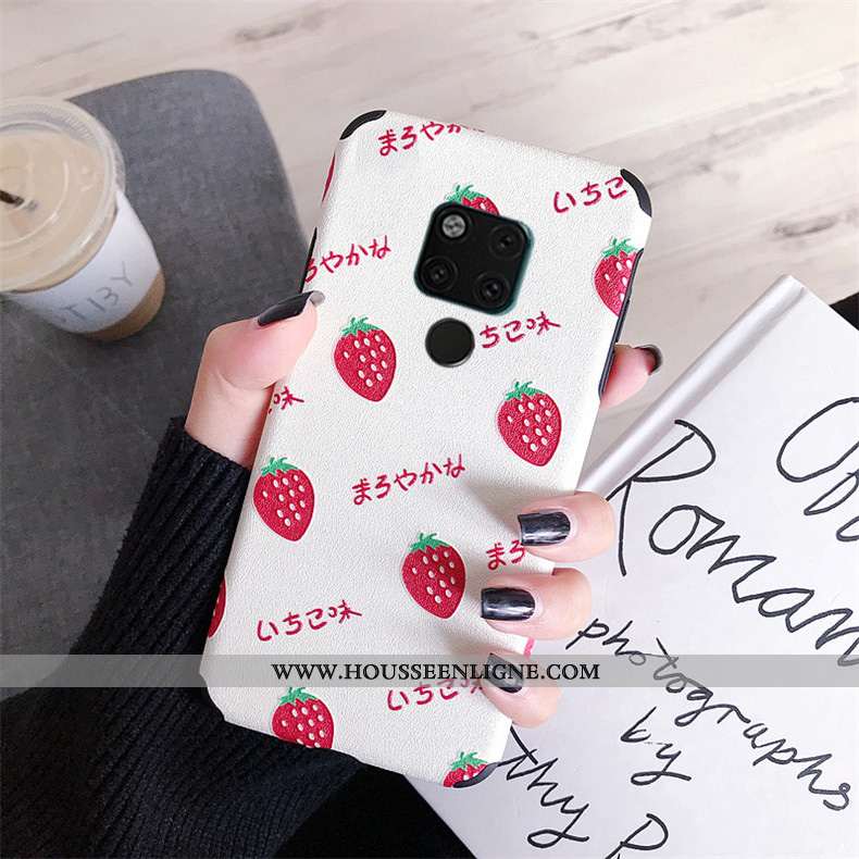 Étui Huawei Mate 20 X Fluide Doux Silicone Soie Mulberry Gaufrage Dessin Animé Blanc Téléphone Porta