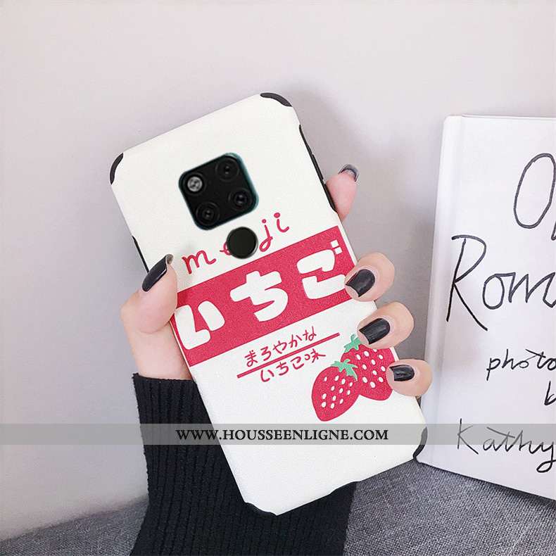 Étui Huawei Mate 20 X Fluide Doux Silicone Soie Mulberry Gaufrage Dessin Animé Blanc Téléphone Porta