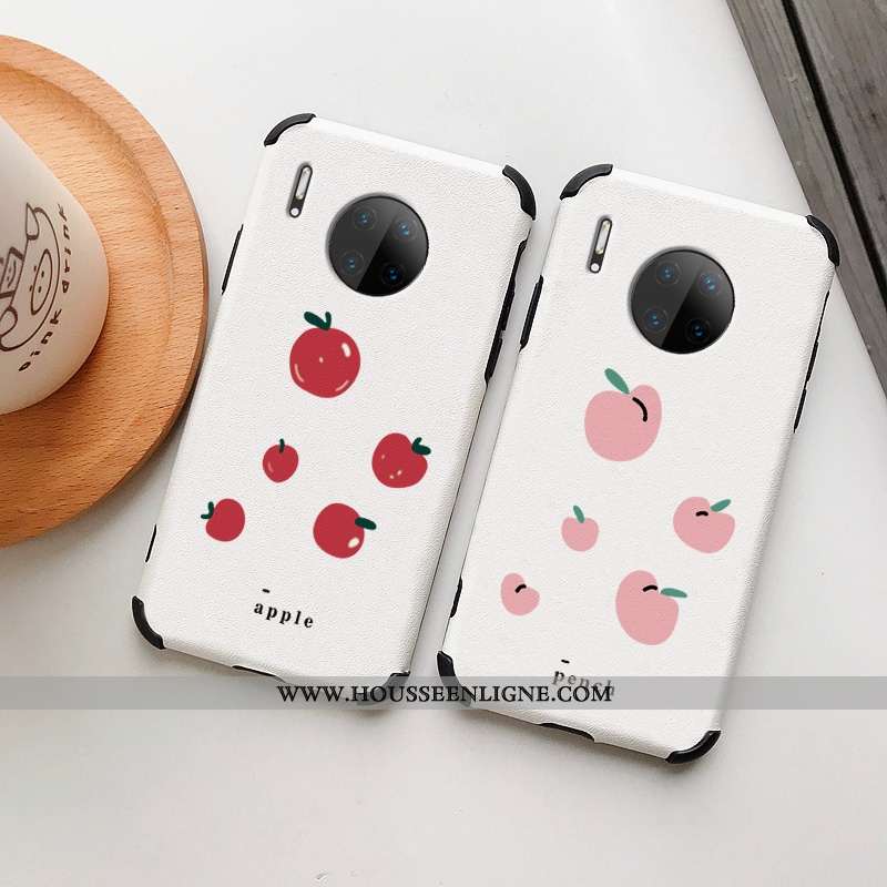 Étui Huawei Mate 30 Charmant Cuir Protection Téléphone Portable Petit Personnalité Dessin Animé Blan