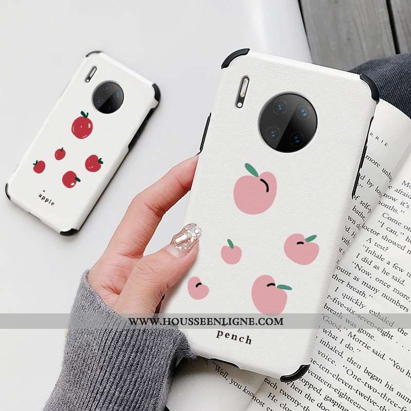 Étui Huawei Mate 30 Charmant Cuir Protection Téléphone Portable Petit Personnalité Dessin Animé Blan