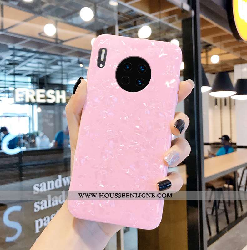 Étui Huawei Mate 30 Charmant Modèle Fleurie Rose Coque Coquille Téléphone Portable Blanc