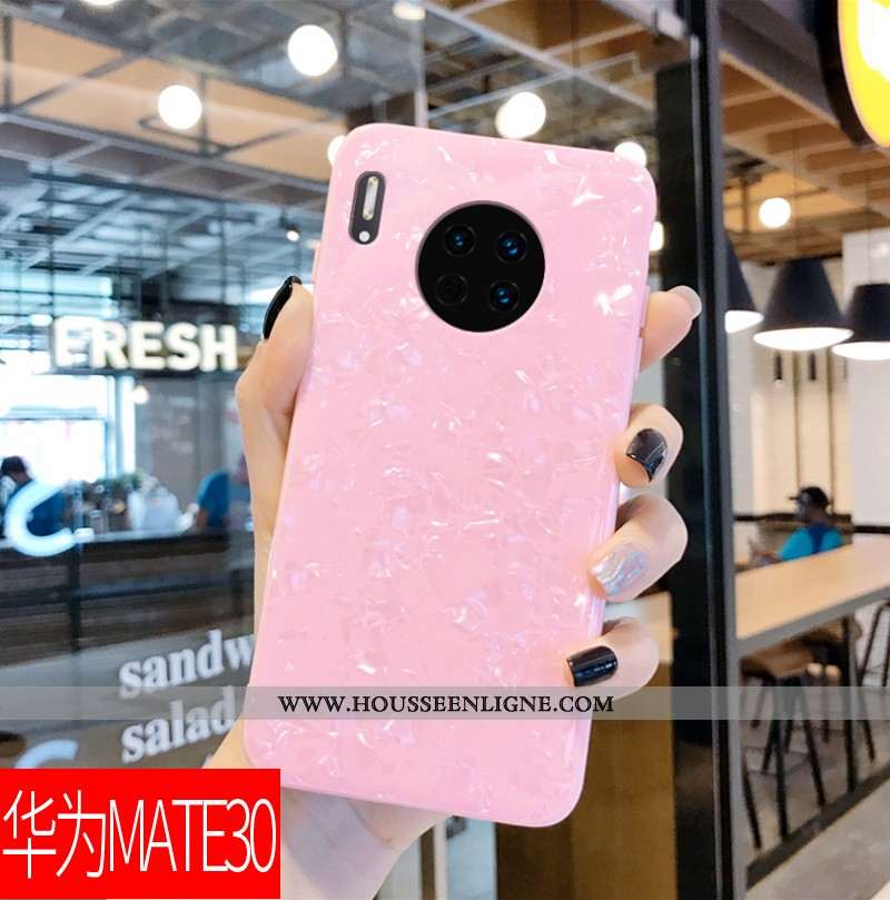 Étui Huawei Mate 30 Charmant Modèle Fleurie Rose Coque Coquille Téléphone Portable Blanc