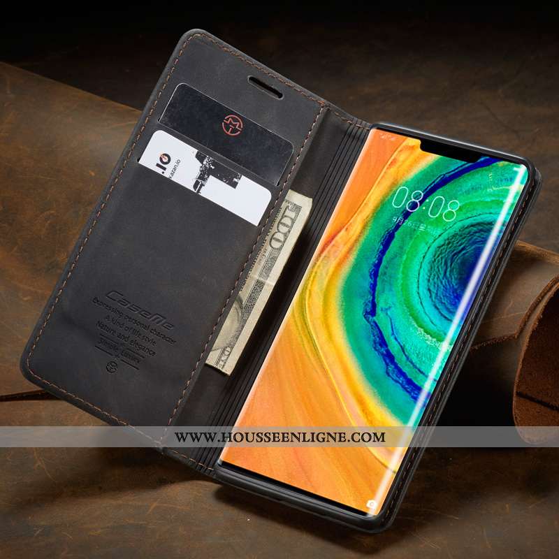 Étui Huawei Mate 30 Cuir Protection Clamshell Téléphone Portable Qualité Véritable Marron