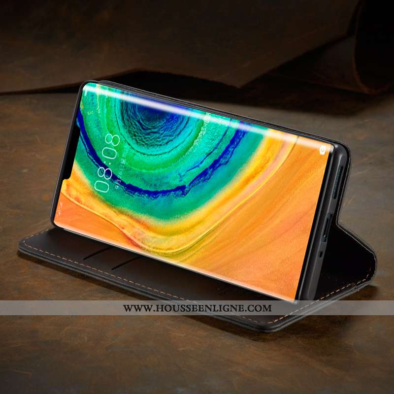 Étui Huawei Mate 30 Cuir Protection Clamshell Téléphone Portable Qualité Véritable Marron