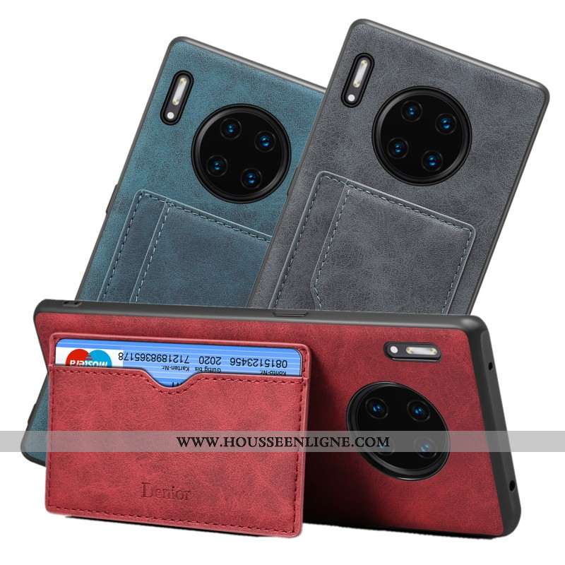 Étui Huawei Mate 30 Fluide Doux Protection Carte Coque Support Tout Compris Incassable Rouge