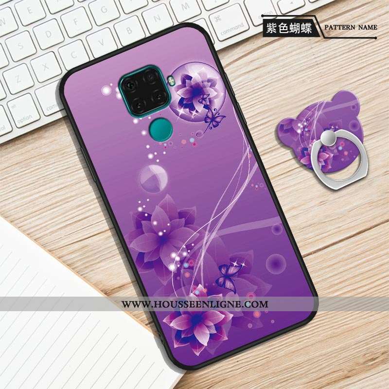 Étui Huawei Mate 30 Lite Délavé En Daim Dessin Animé Violet Incassable Simple Silicone Fluide Doux