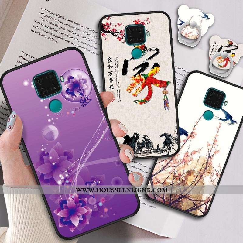 Étui Huawei Mate 30 Lite Délavé En Daim Dessin Animé Violet Incassable Simple Silicone Fluide Doux