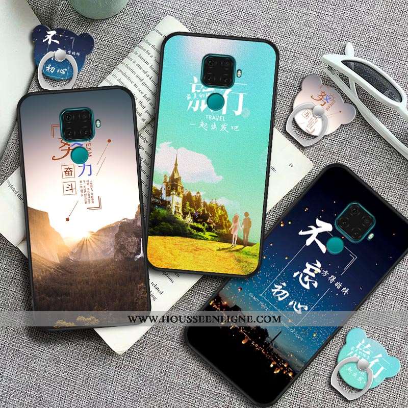Étui Huawei Mate 30 Lite Délavé En Daim Dessin Animé Violet Incassable Simple Silicone Fluide Doux