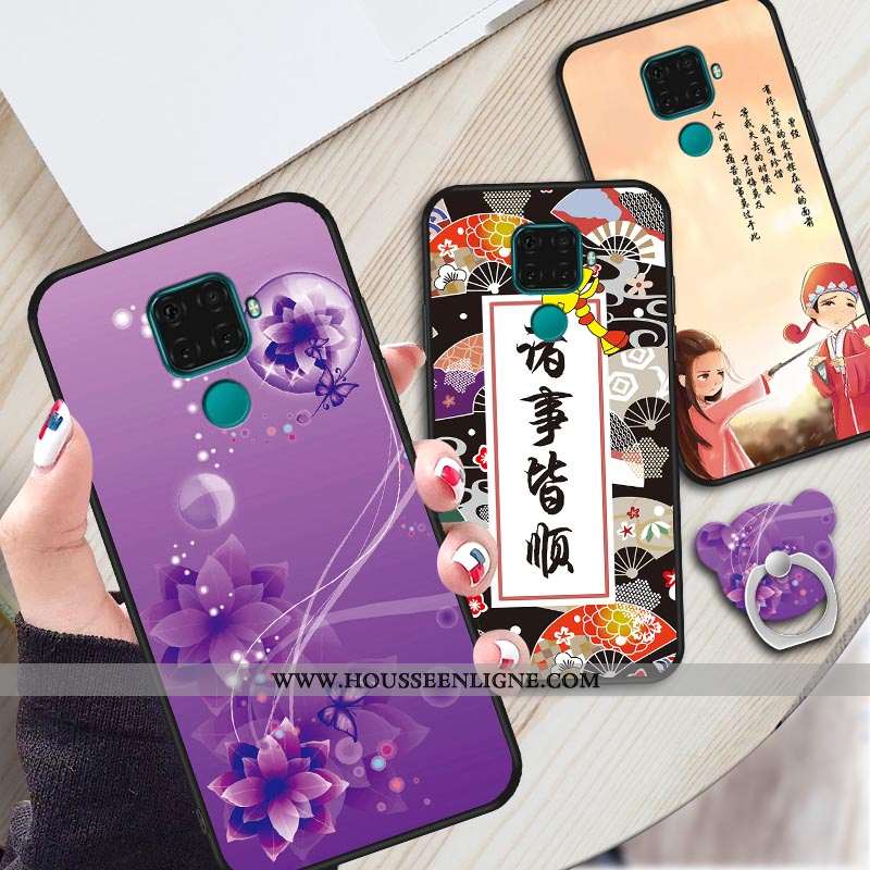 Étui Huawei Mate 30 Lite Délavé En Daim Dessin Animé Violet Incassable Simple Silicone Fluide Doux